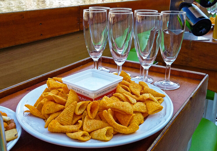 Bugles with a creamy goat’s cheese